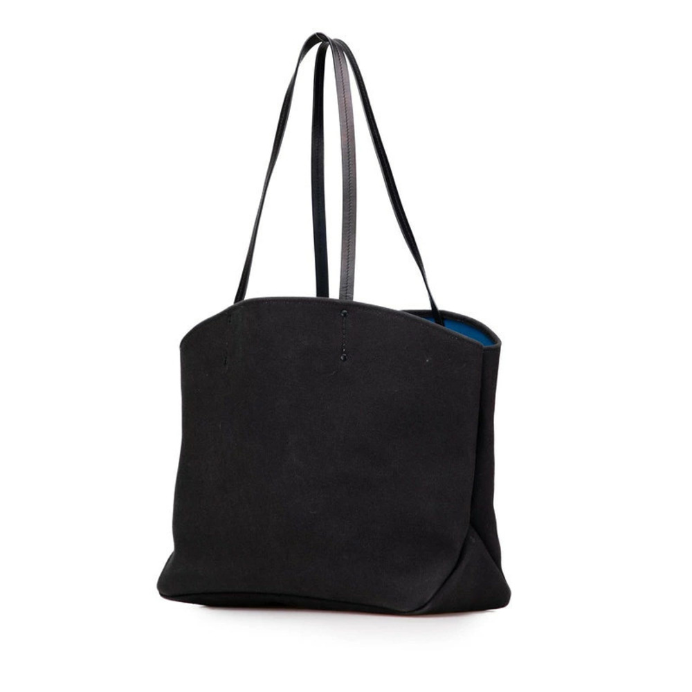 Prada Black Tote Bag Leather Shoulder Canvas Black